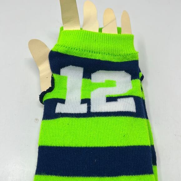 Seattle Seahawks Women's 12th Man Blue & Green Striped Leg Warmers - Picture 1 of 6